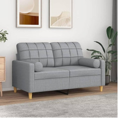 Gecheer 2-Seater Sofa with Decorative Cushions, Upholstered Sofa, Lounge Sofa, Sofa Bed, Sofa Bed, Living Room Sofa, Seat Width: 120 cm, Light Grey