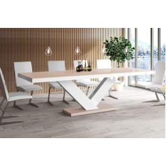 HU Design HE-999 Dining Table High Gloss or Matt Extendable to 3 Different Dimensions 160/208/256 cm Cappuccino High Gloss White