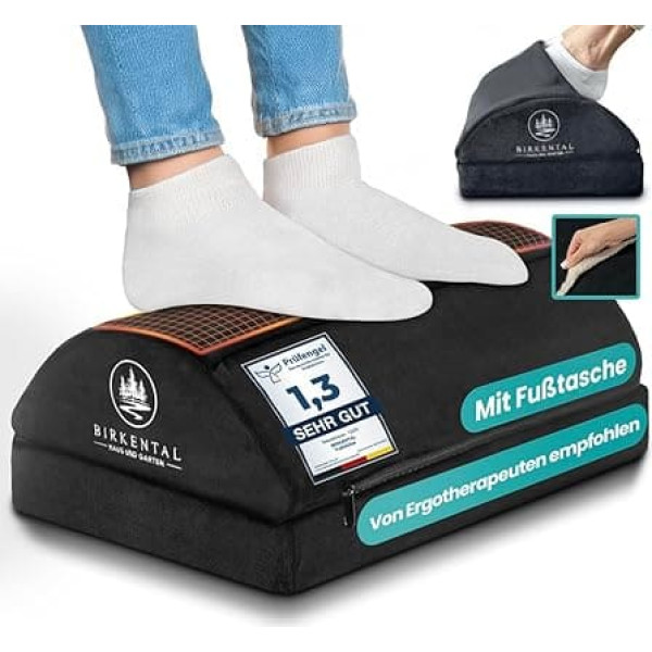 Birkental Foot Rest Desk - (Test Winner) with Fluffy Foot Pocket - Ergonomic Height-Adjustable, Non-Slip Footrest - Office and Desk Accessories for Comfort - Footstool
