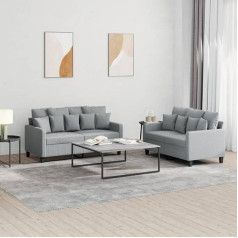 Klyeon 2-TLG. Sofagarnitur mit Kissen Hellgrau Stoff,Gemütliches 2Sitzer Sofa aus Polyester Bequemes Sofa für Wohnzimmer & Entspannung Wohnzimmer, Sofas