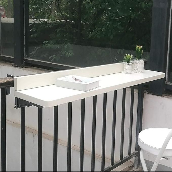 Generisch Klappbarer Aluminium-Balkon-Hängetisch für den Außenbereich, Zuhause, Bar, Theke, sonnenfest und rostfrei, Ess- und Freizeittisch