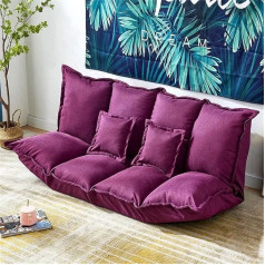 Usmask Tatami Lazy Lounge Couch, Double Folding Sofa, Floor Lazy Sofa Bed, Multi-Adjustable Lounger, Sleeping Chair with 2 Cushions, Home Office, Living Room, Bedroom, Light Blue (Dark Purple)