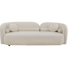 Kare Design Sofa Kelly Boucle 3-Seater, White, Easy Care, Soft, Cuddly Sofa, Couch, Loveseat, Living Room, Teddy Look, Solid Wood, Partially Assembled, 67 x 225 x 83 cm (H x W x D)