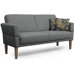 Cavadore Femarn 3-Seater Sofa with Spring Core, Kitchen Sofa for Dining Room or Kitchen, 190 x 98 x 81 cm, Textured Fabric, Grey
