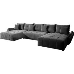 Graingold Corner Sofa Decor U 385 x 190 cm - Comfortable, Elegant, Large Sofa Bed with Bed Box, Cushion, Sleep Function - Living Room Sofa in Modern Style - Comfortable Sleep