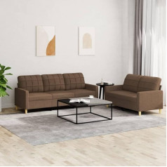 Utsrabfa Couch Living Room Lounge Set Sofa Bed 2-Piece Sofa Set with Cushion Brown Fabric Suitable for Cafe, Living Room, Guest Room, Office