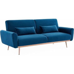 Alice's Home - Velvet Sofa Bed Design - Oskar - 2-3 Seater Scandinavian Right with Fine Feet in Rose Gold