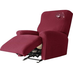 ‎Jhld JHLD Set of 4 Stretch Recliner Chair Covers, 1 Seater Recliner Chair Cover, Waterproof Recliner Chair Covers with Side Pocket for Living Room, Wine Red