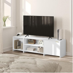 Woltu TV Cabinet White Lowboard for TVs up to 70 Inches, 3-in-1 TV Board Separable, TV Cabinet with 3 Open Compartments, 1 Door, Made of Wood Material, 160 x 45 x 39 cm, TVS001ws2