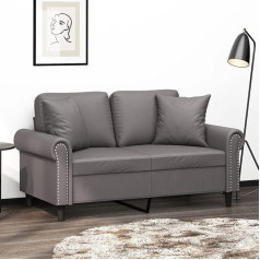 Cinderful 2-Sitzer-Sofa mit Zierkissen Grau 120 cm Kunstleder,Modernes ZweisitzerSofa aus Kunstleder mit Zierkissen für EIN gemütliches Wohnzimmer Möbel, Wohnzimmer