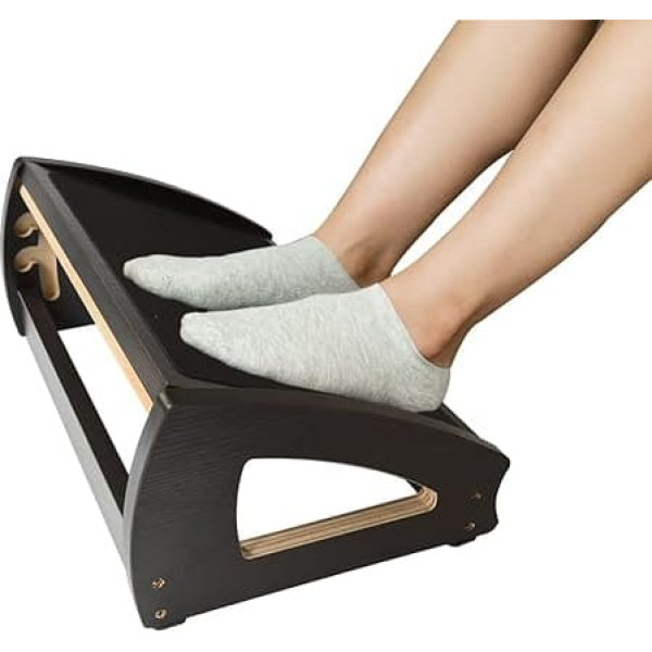 Strongtek Wooden Under Desk Footrest for Work, 3 Height Adjustable, Ergonomic, Non-Slip, Promotes Posture & Blood Circulation, Up to 181 kg
