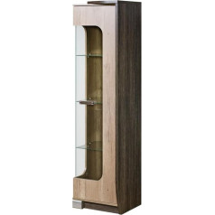 Minio Go For It MINIO Romeo Display Cabinet 50 cm Right Glass Display Case with 1 Door, Glass Display Cabinet with 3 Shelves, Standing Glass Display Cabinet, Living Room Furniture Set – Arusha/Canyon Oak