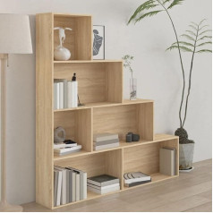 Firbnus Sonoma Oak Bookcase / Room Divider 155 x 24 x 160 cm Wood Material Bookcase Wood Room Divider Standing Room Divider Shelf Room Divider Living Room Furniture Room Divider Wood Bookcase Slim