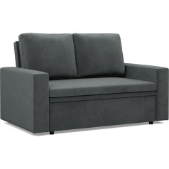Mebligo - NEO Collection 2-Seater Sofa with Sleep Function 148 x 90 x 87 cm Small Sofa Bed with Bed Box, Sofa Living Room Sofa 2-Seater, Small Sofa Dark Grey