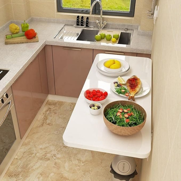 Generisch Schwebender Klapptisch zur Wandmontage, für Waschküche, Arbeitszimmer, Küche, kleiner, platzsparender Schreibtisch für Kinder und Erwachsene, Weiß, 100 x 50 cm