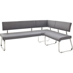 ‎Robas Lund Robas Lund Dining Room Bench with Backrest Faux Leather Bench Maximum Load 500 kg Kitchen Bench Grey