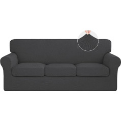 ‎Issuntex ISSUNTEX Pack of 4 High Stretch Thick Couch Covers, Soft Sofa Cover for 3 Separate Cushions Couch, Jacquard Fabric Elastic Sofa Cover, Furniture Protector for Dogs (Sofa, Dark Grey)