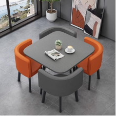 Round Dining Table Set with Chairs, Modern Round Kitchen Table and Fabric Chairs, Reception Room or Club, Combination of Reception Table and Chair, Kitchen Table Set, for Kitchen, Dining Room or