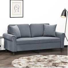 Klyeon 2-Seater Sofa with Decorative Cushion, Dark Grey, 140 cm, Velvet, Modern Velvet Sofa for 2 People, Cosy Relax, Watch TV or Chat, Living Room, Sofas