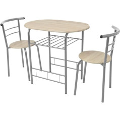 Festnight Bar Set Breakfast Table with 2 Bar Chairs Bar Table Made of MDF Iron Frame Dining Set for Kitchen Dining Room