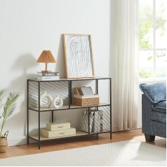 [En.casa] Övertorneå Console Table with Shelf Hallway Table Entrance Table Industrial Style Exhibition Table Storage Table 100 x 30 x 75 cm Living Room Table Decorative Table Metal Frame Black/Oak
