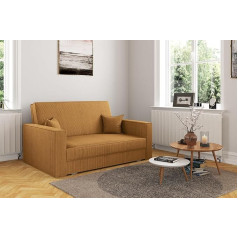 Kaiser Möbel , POSO Folding Sofa with Sleep Function, Sofa Bed America, Sofa Bed, Lounge Sofa, Sofa Bed, Living Room, Bedroom, 95 x 137 x 77 cm, Mustard