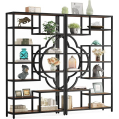 Tribesigns Bookcase, Industrial 6-Tier Bookcase, 190 cm High Bookcase with 11 Open Storage Shelves, Display Bookcase for Living Room, Bedroom, Home Office, Brown (2 Pieces)