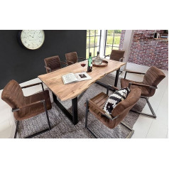 SAM Acacia Wood Dining Set, Quentin Natural Edge Table and Bench, Parzivo Cantilever Chair