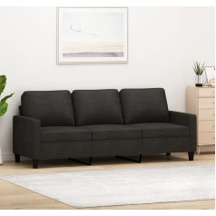 Secoli 3 Seater Sofa, 3 Seater Sofa, Fabric Small Couch, Modern 3 Seater Guest Sofa with Armrest, Tufted Loveseat Sofas for Living Room/Bedroom/Office/Apartment, 180 cm, Black