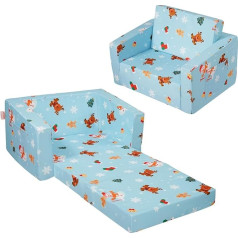 Vevor Kids Sofa 2 in 1 Convertible Kids Sofa to Recliner, Fold-Out Kids Sofa Chair, Toddler Armrest Chair Bed, Folding Kids Sofa with Christmas Pattern