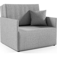 Likma Grey Corduroy 1-Seater Sofa with Sleep Function Olita 87 cm Sofa Bed with Cushion Fully Assembled - Easy Clean Modern Living Room Couch - Sofa with Bed Function - Sofa Bed Fabric: Anafi 2