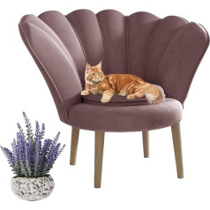 Marthome Glamour Armchair, Velvet Chair, Comfortable Upholstered Chair, High-Quality Shell Chair, Modern Living Room Chair, Elegant Design Chair, Velour Chair with Beech Wood Feet