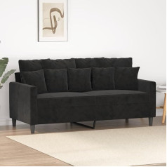 ZEYUAN 359308 2-Seater Sofa, Black, 140 cm, Velvet, Lounge Sofa, Sofas & Couches, Relaxing Sofa, Couch for Living Room