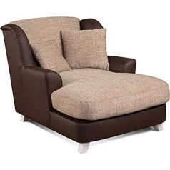Cavadore XXL Armchair Assado Two-Tone Cappuccino / Dark Brown with Wooden Legs, Large Seat, Upholstery and 2 Soft Decorative Cushions