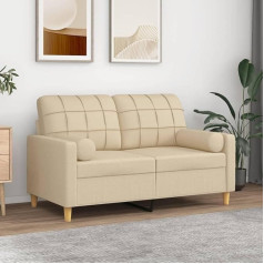 Ccciner 2-Seater Sofa with Decorative Cushion, Cream, 120 cm Fabric, Modern 2-Seater Sofa with Decorative Cushions for Cosiness and Style Sofas and Couches