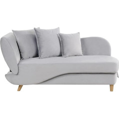 Beliani Chaise Longue Velvet Fabric Grey Left Side with Storage Space Cushion Modern Meri II