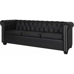 Ciadaz Chesterfield Sofa 3 Seater Daybed Couch for Living Room Living Room Sofa for Apartments Big Sofas Cauchsofa Faux Leather Black