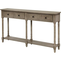 Console Table with 2 Drawers and Bottom Shelf, Rustic Style Sideboards and Entrance Tables, 58