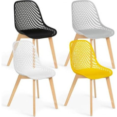 Idmarket - Set of 4 Chairs Mandy Mix Color Black, Light Grey, White and Yellow