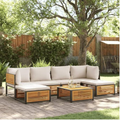Homgoday Garden Sofa Set 7 Pieces with Solid Acacia Wood Cushions, Furniture Set Sofa Bed, Living Room, Couch Set for Outdoor Use, Garden Furniture Type 3214927