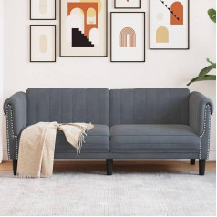 Tidyard Sofa 2-Seater Couch Living Room Upholstered Sofa Guest Sofa Modern Couch Seat Sofa Dark Grey Velvet