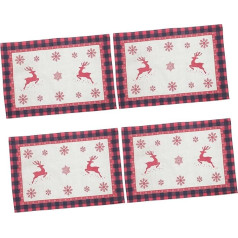 Cabilock 4 Stück Weihnachten Baumwolle Tischset Tischsets für den Feiertagstisch Krippendekor Tischdecke Weihnachtsuntersetzer Geschirruntersetzer für den Haushalt Esstisch schmücken