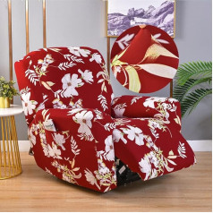 Highdi Stretch Cover for Relaxing Chair, Complete Armchair Protector, Flowers, Printed Armchair Cover, 4-Piece Stretch Recliner Chair Covers for TV Chair, Recliner Sesse, Rocking Chair (Dark Blue