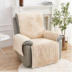 NIKSHI Sofa Armrest Covers, Armchair Protector, TV Chair Protective Cover, Non-Slip, Block Connected Sofa Mat for Home with Children and Pets, Dog, Beige, 1 Seat (53 x 190 cm)