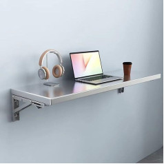 Generisch Klapptisch aus 304 Edelstahl, Wandmontage, mit K-Ablage, ideal für Balkon, Badezimmer oder Waschküche, 60 x 30 cm