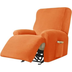 AQIGR Relaxing Chair Cover Stretch Velvet Stretch Cover for Recliner Chair Cover 4-Piece Set Elastic Non-Slip Cover for TV Chair Lounger Armchair (Colour: Orange)