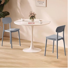 Wazcsd Rundes Esstisch-Set Mit Stühlen,Küchentisch-Set, Moderner Konferenztisch Und 4 Stühle,Modern Esstisch Platzsparend Tisch Und Stühle Set Komfortabler Sitz Esszimmermöbel Für Küche Lounge(White+blue,80c