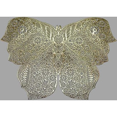 Mesnt Tischset PVC, 4er-Set Metallisch, Schmetterlingsform, hitzebeständig Platzset Modern, Tischset für Küchen Zuhause Esszimmertisch Restaurant, 45x33cm, Gold