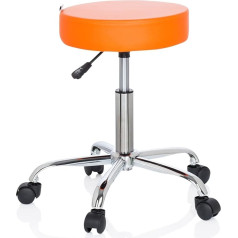 Hjh Office Operator II 729412 Office Stool Artificial Leather Orange Height Adjustable with Wheels