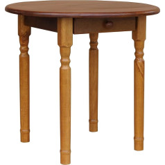 K Koma Round Pine Table with Drawer - Solid Oak Effect Dining Table New 80cm
